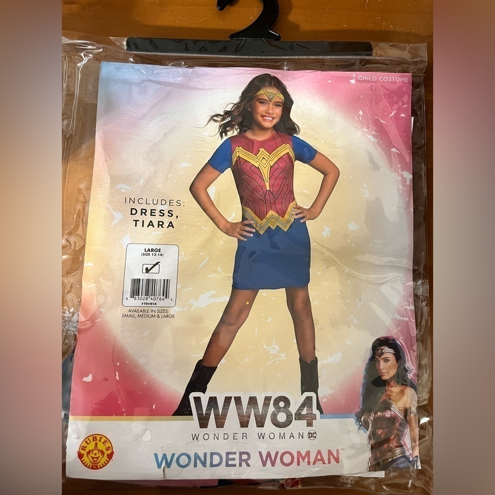 GIRLS WONDER WOMAN WW84 CHILD COSTUME - DRESS & TIARA large 12-14 NWT Brand  New